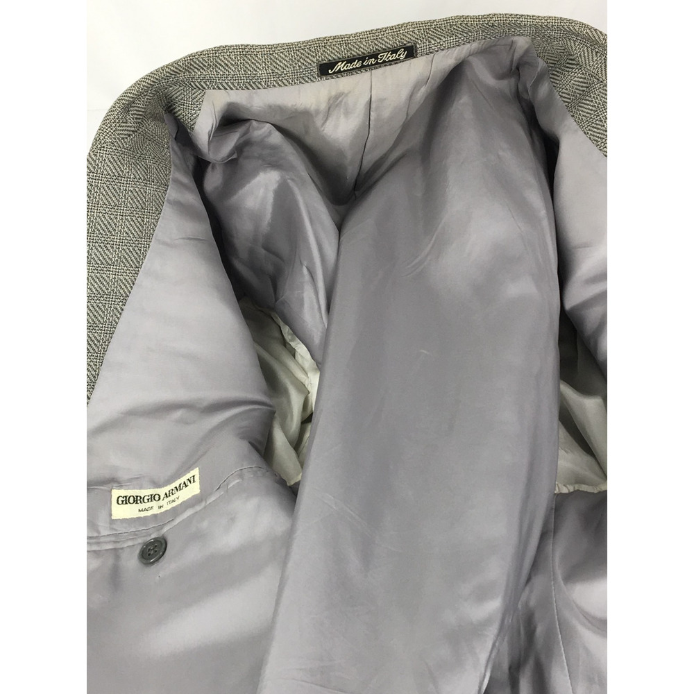 42R Giorgio Armani Italy Mens Vintage 2 Button Blazer Jacket Lt Gray Tattersall - Picture 10 of 15